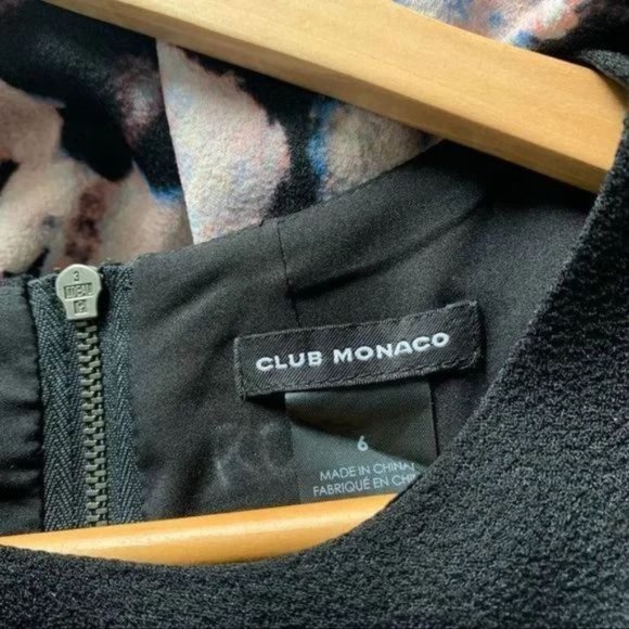 Club Monaco dress casual abstract print black multi color shirt sleeves size 6 - Picture 11 of 11